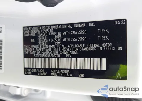 2022 Toyota Highlander Platinum from USA, damaged, VIN 5TDFZRBH7NS202720